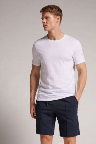 Bawełniane szorty z prążkowanym wykończeniem