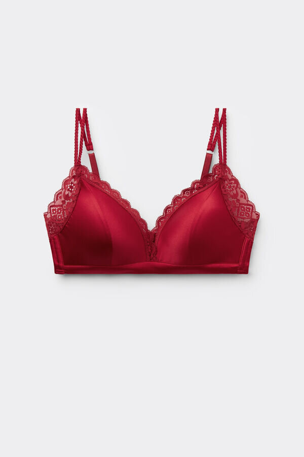 Biustonosz trójkątny bez fiszbin Tiziana z jedwabiu i koronki Biustonosz trójkątny bez fiszbin Tiziana z jedwabiu i koronki