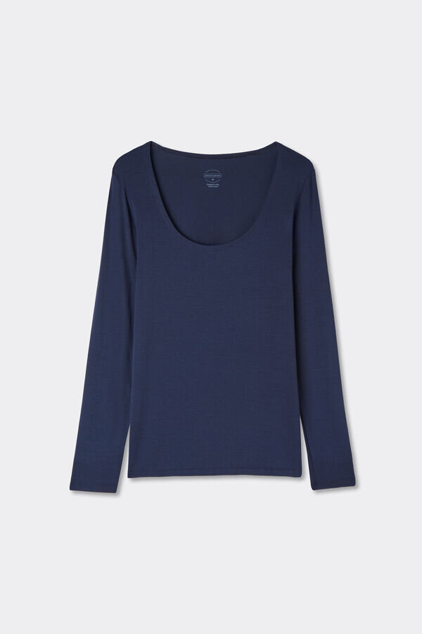Bluzka z długim rękawem i okrągłym dekoltem z mikromodalu Bluzka z długim rękawem i okrągłym dekoltem z mikromodalu