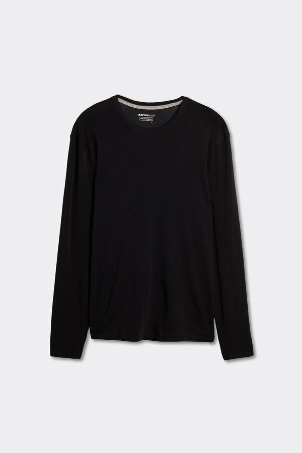 Bluzka z długim rękawem i okrągłym dekoltem z wełny merynosowej Bluzka z długim rękawem i okrągłym dekoltem z wełny merynosowej