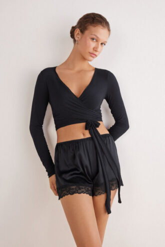 Bluzka z długim rękawem z modalu ultralekkiego z dodatkiem kaszmiru Bluzka z długim rękawem z modalu ultralekkiego z dodatkiem kaszmiru