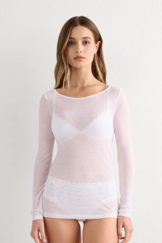 Bluzka z długim rękawem z ultranaturalnego materiału z dodatkiem kaszmiru Bluzka z długim rękawem z ultranaturalnego materiału z dodatkiem kaszmiru