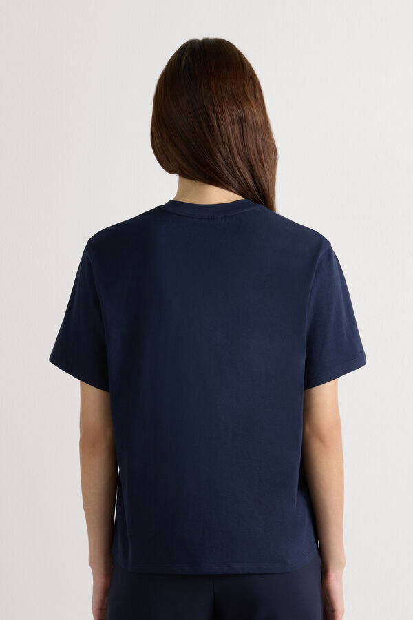 Bluzka z krótkim rękawem i prostym krojem, wykonana z bawełny Bluzka z krótkim rękawem i prostym krojem, wykonana z bawełny