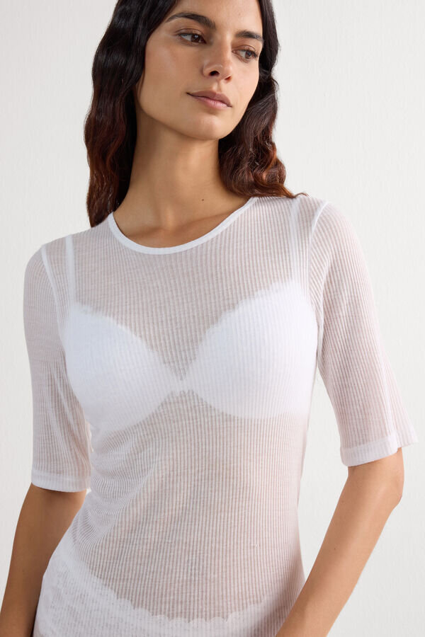 Bluzka z krótkim rękawem z ultranaturalnego kaszmiru Bluzka z krótkim rękawem z ultranaturalnego kaszmiru