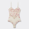 Body z tiulu i koronki Lace Bodysuit z nadrukiem Pretty Flowers