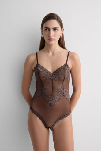 Body z tiulu i Lace Bodysuit Pretty Flowers