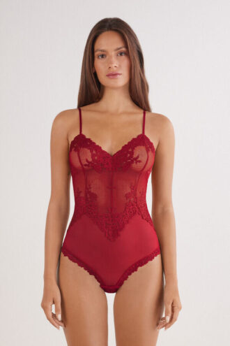 Body z tiulu i Lace Bodysuit Pretty Flowers