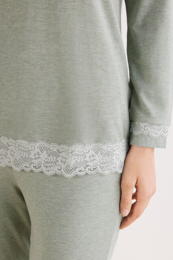 Długa piżama z koronką z modalu Długa piżama z koronką z modalu