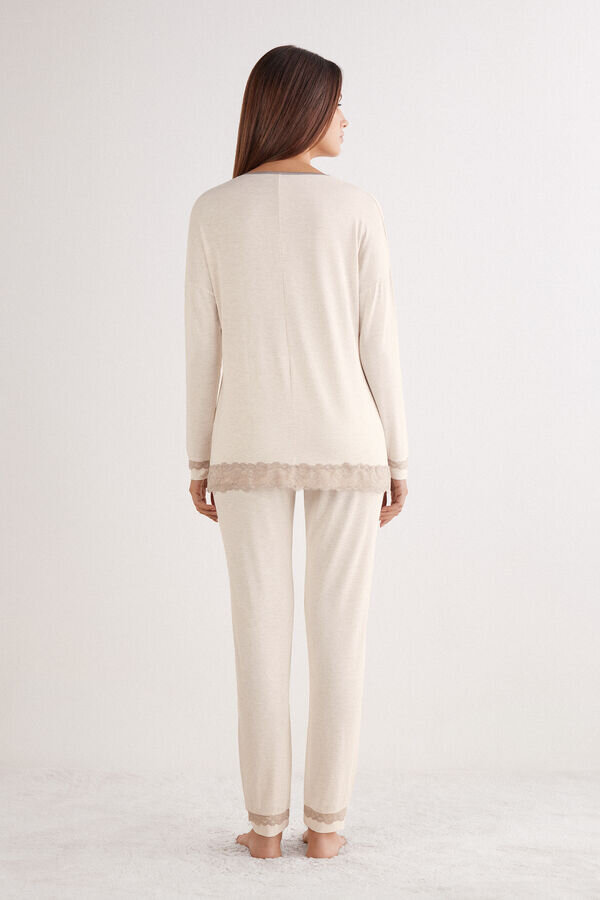 Długa piżama z koronką z modalu Długa piżama z koronką z modalu