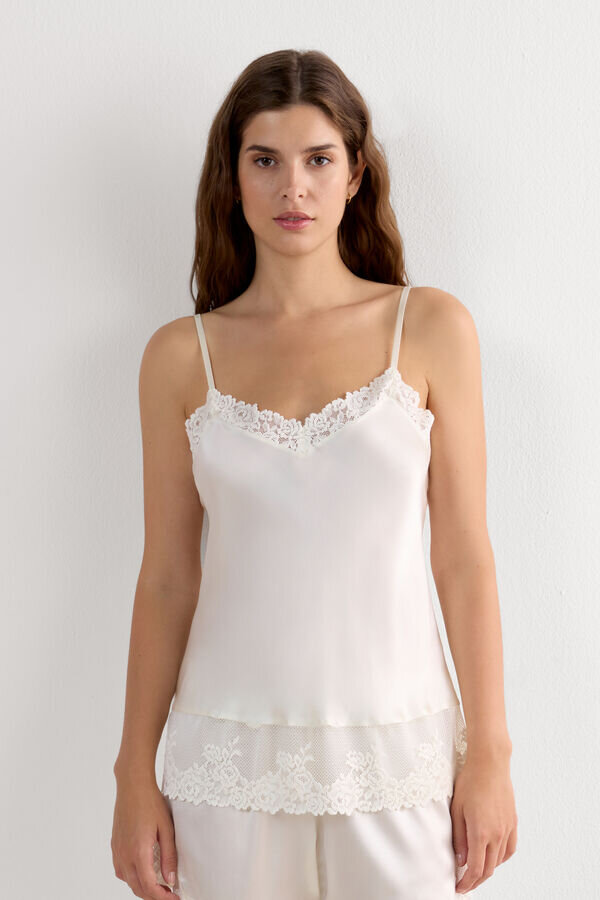 Jedwabna koszulka na cienkich ramiączkach Pretty Flowers Jedwabna koszulka na cienkich ramiączkach Pretty Flowers