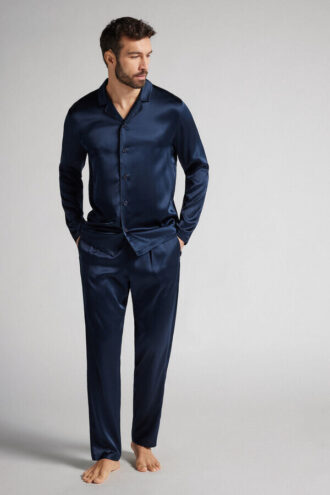 Jedwabna piżama z długimi nogawkami