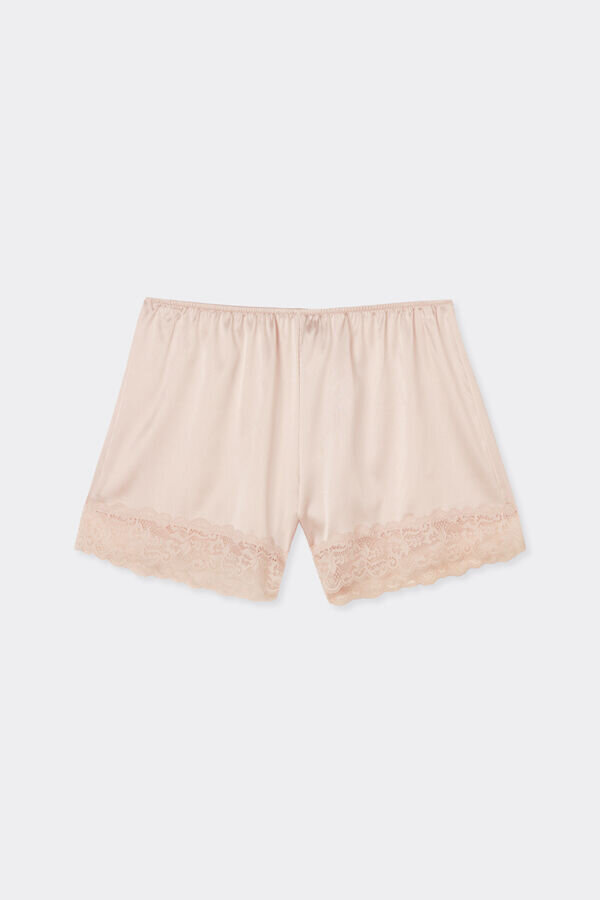 Jedwabne szorty z koronkową lamówką Jedwabne szorty z koronkową lamówką