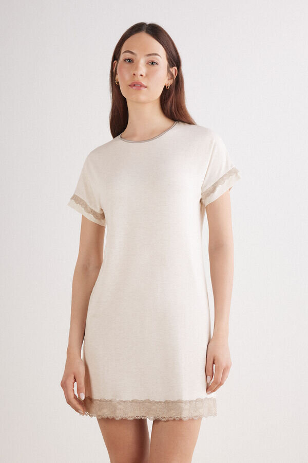 Koronkowa koszulka nocna z krótkim rękawem Koronkowa koszulka nocna z krótkim rękawem