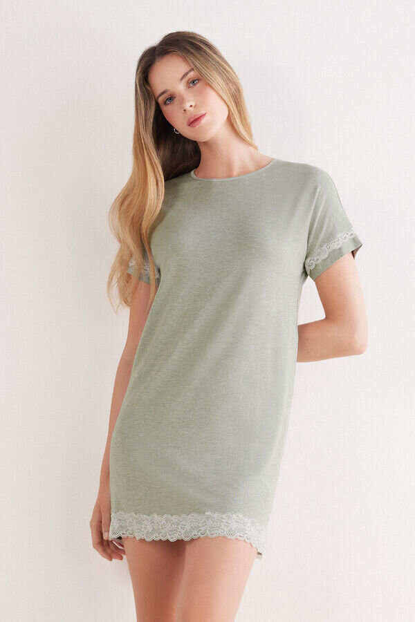 Koronkowa koszulka nocna z krótkim rękawem Koronkowa koszulka nocna z krótkim rękawem