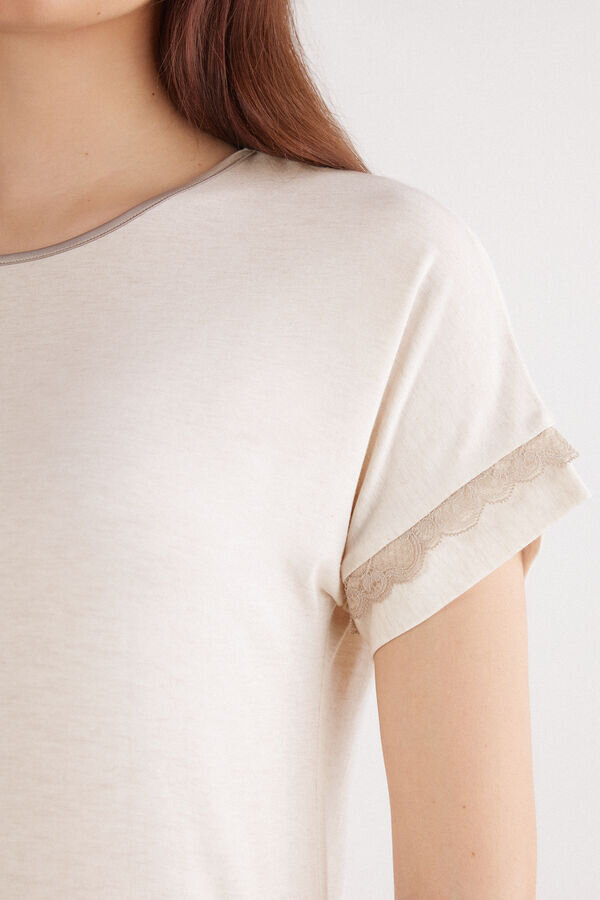 Koronkowa koszulka nocna z krótkim rękawem Koronkowa koszulka nocna z krótkim rękawem