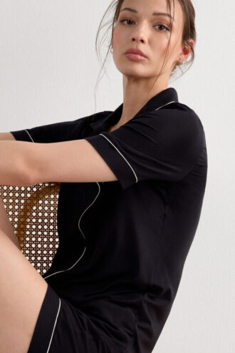 Koszula z krótkim rękawem i guzikami z modalu Koszula z krótkim rękawem i guzikami z modalu