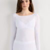 Koszulka z długim rękawem i dekoltem w łódkę z mikromodalu