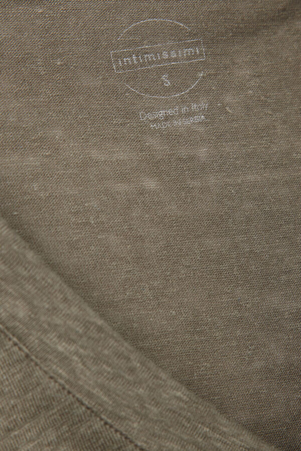 Koszulka z krótkim rękawem i dekoltem w serek z czystego lnu Koszulka z krótkim rękawem i dekoltem w serek z czystego lnu