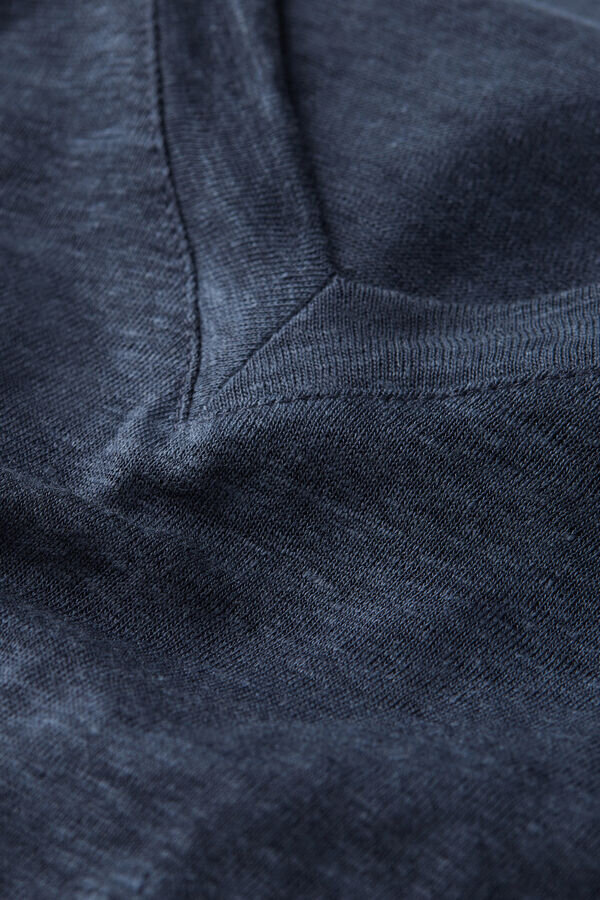 Koszulka z krótkim rękawem i dekoltem w serek z czystego lnu Koszulka z krótkim rękawem i dekoltem w serek z czystego lnu