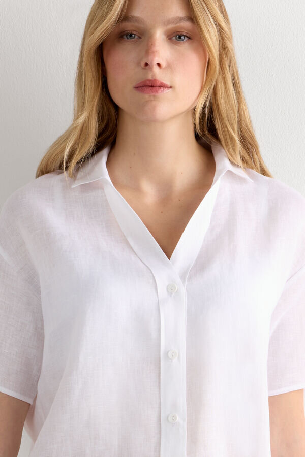 Koszulka z krótkim rękawem z czystego lnu Koszulka z krótkim rękawem z czystego lnu