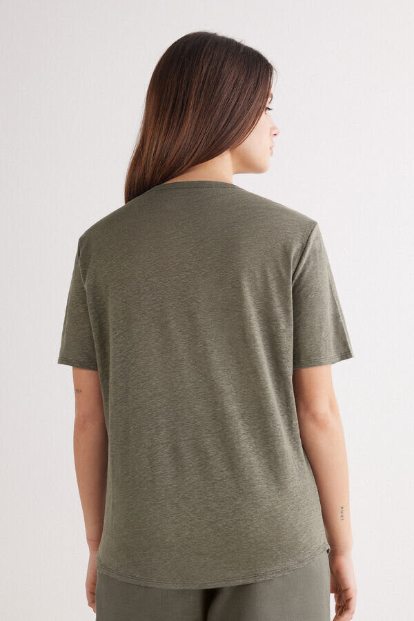 Koszulka z krótkim rękawem z czystego lnu Koszulka z krótkim rękawem z czystego lnu