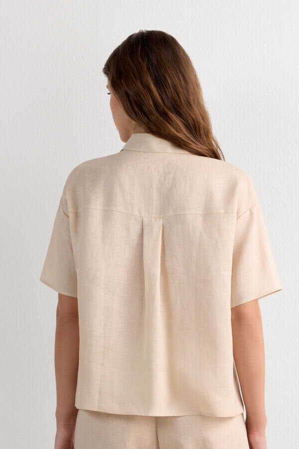 Koszulka z krótkim rękawem z czystego lnu Koszulka z krótkim rękawem z czystego lnu
