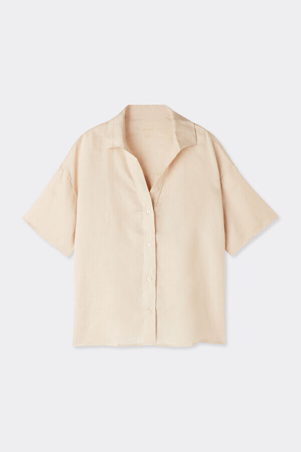 Koszulka z krótkim rękawem z czystego lnu Koszulka z krótkim rękawem z czystego lnu