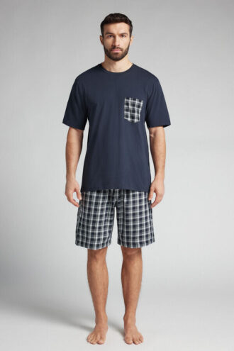 Kratowana piżama z bawełny