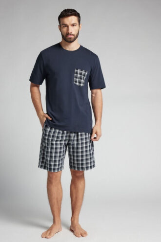 Kratowana piżama z bawełny