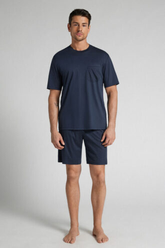 Krótka piżama z merceryzowanej bawełny premium w kropki