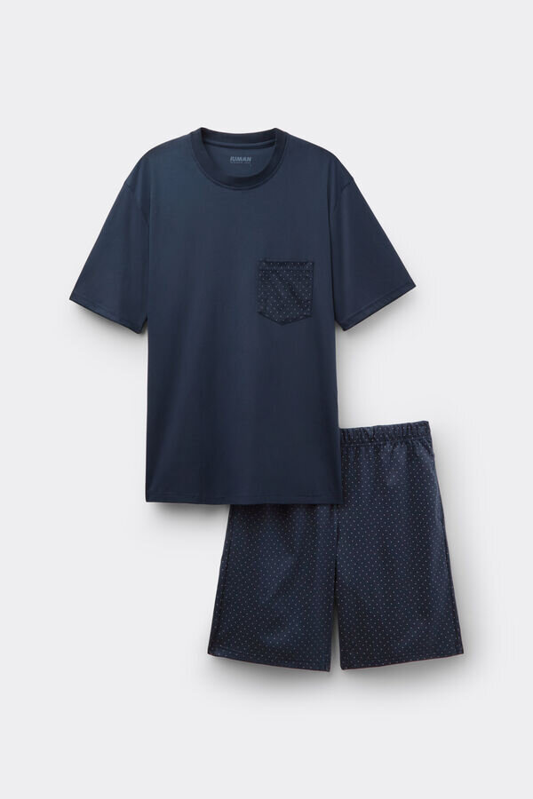 Krótka piżama z merceryzowanej bawełny premium w kropki Krótka piżama z merceryzowanej bawełny premium w kropki