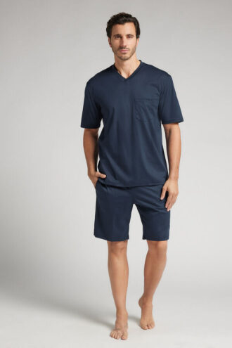 Krótka piżama z najwyższej jakości merceryzowanej bawełny