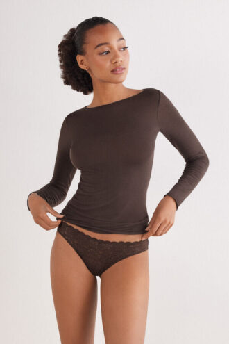 Majtki Brazilian z koronki i mikrofibry