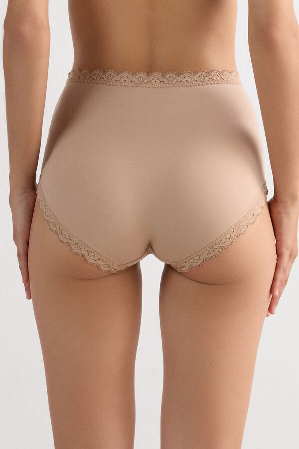 Majtki z wysokim stanem z bawełny i koronki Majtki z wysokim stanem z bawełny i koronki