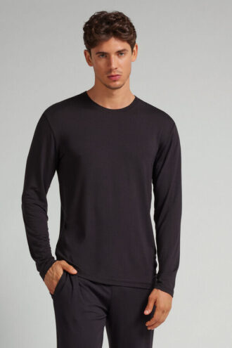 Miękka jedwabna bluzka z długim rękawem