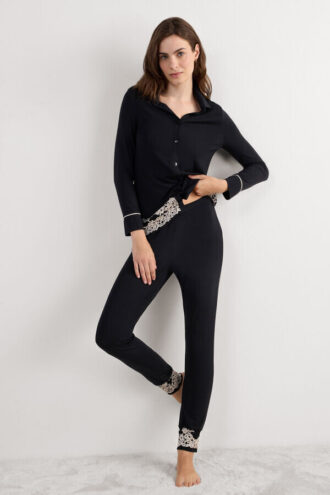 Spodnie modalne z mankietami Pretty Flowers