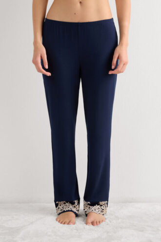 Spodnie z modalu z falbaną Pretty Flowers