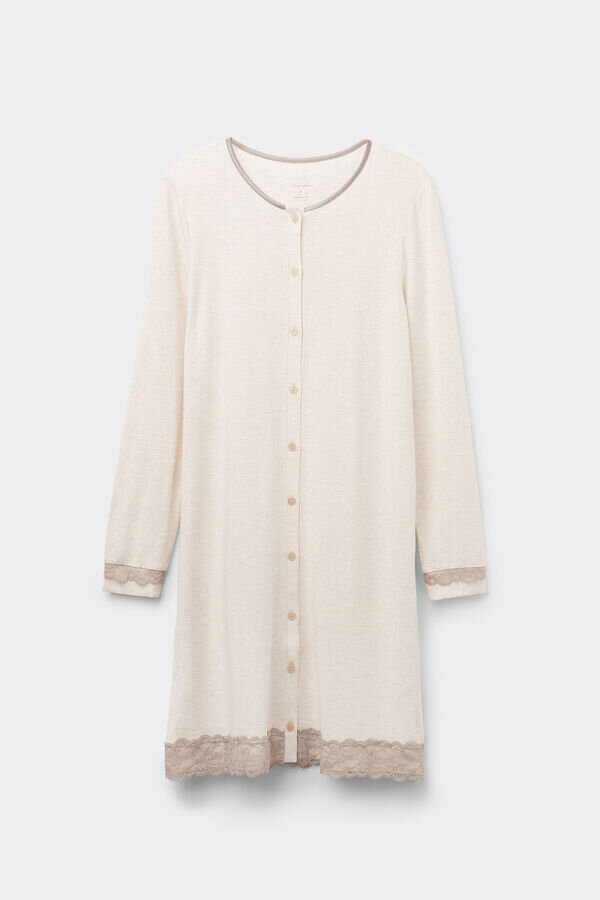 Suknia nocna z guzikami z przodu i koronkowymi detalami Suknia nocna z guzikami z przodu i koronkowymi detalami