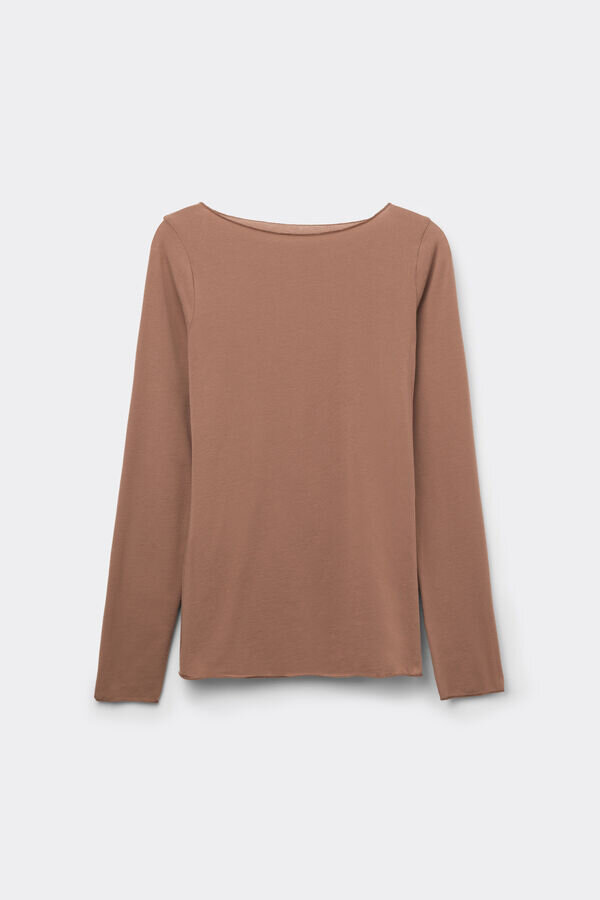 Ultralekka bawełniana koszulka z dekoltem w łódkę Ultralekka bawełniana koszulka z dekoltem w łódkę