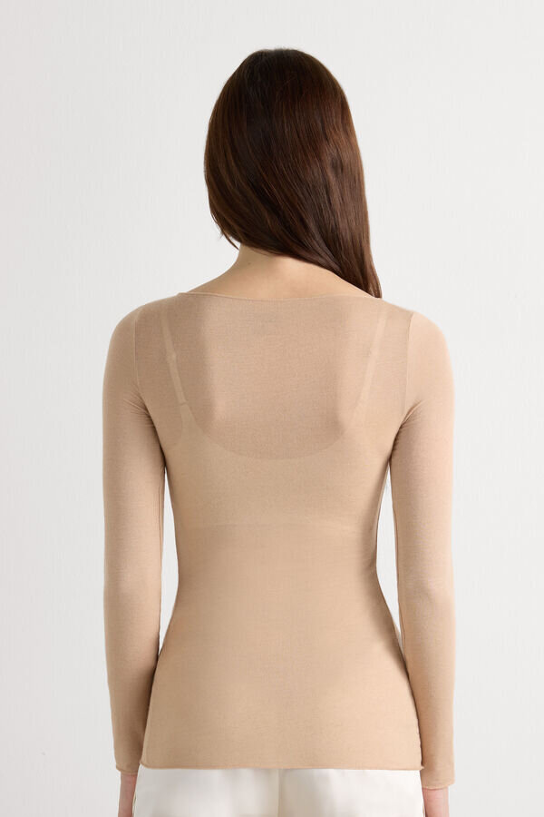 Ultralekki top z kaszmiru modalnego z dekoltem w łódkę Ultralekki top z kaszmiru modalnego z dekoltem w łódkę