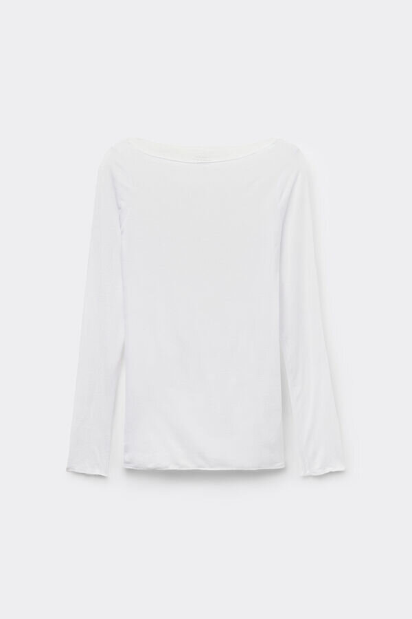 Ultralekki top z kaszmiru modalnego z dekoltem w łódkę Ultralekki top z kaszmiru modalnego z dekoltem w łódkę