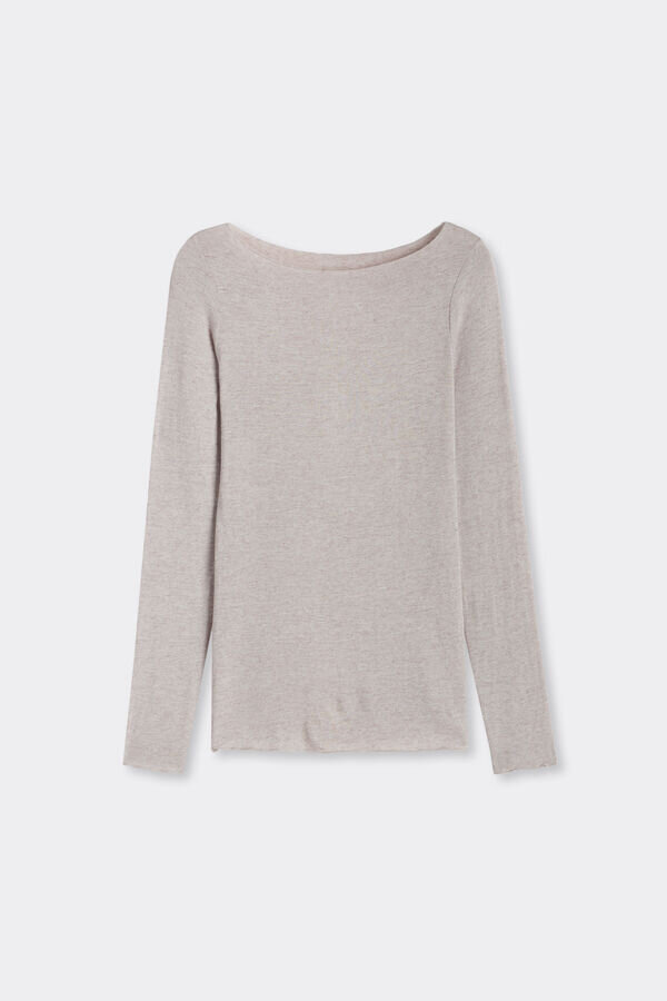 Ultralekki top z kaszmiru modalnego z dekoltem w łódkę Ultralekki top z kaszmiru modalnego z dekoltem w łódkę